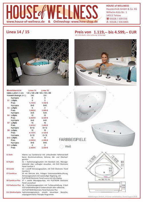 whirlpoolbadewanne linea