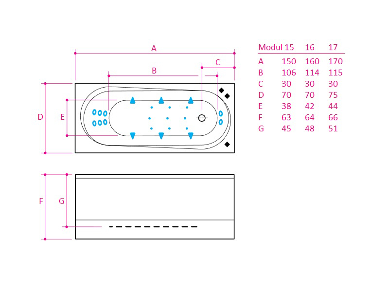 Whirlpoolbadewanne Modul